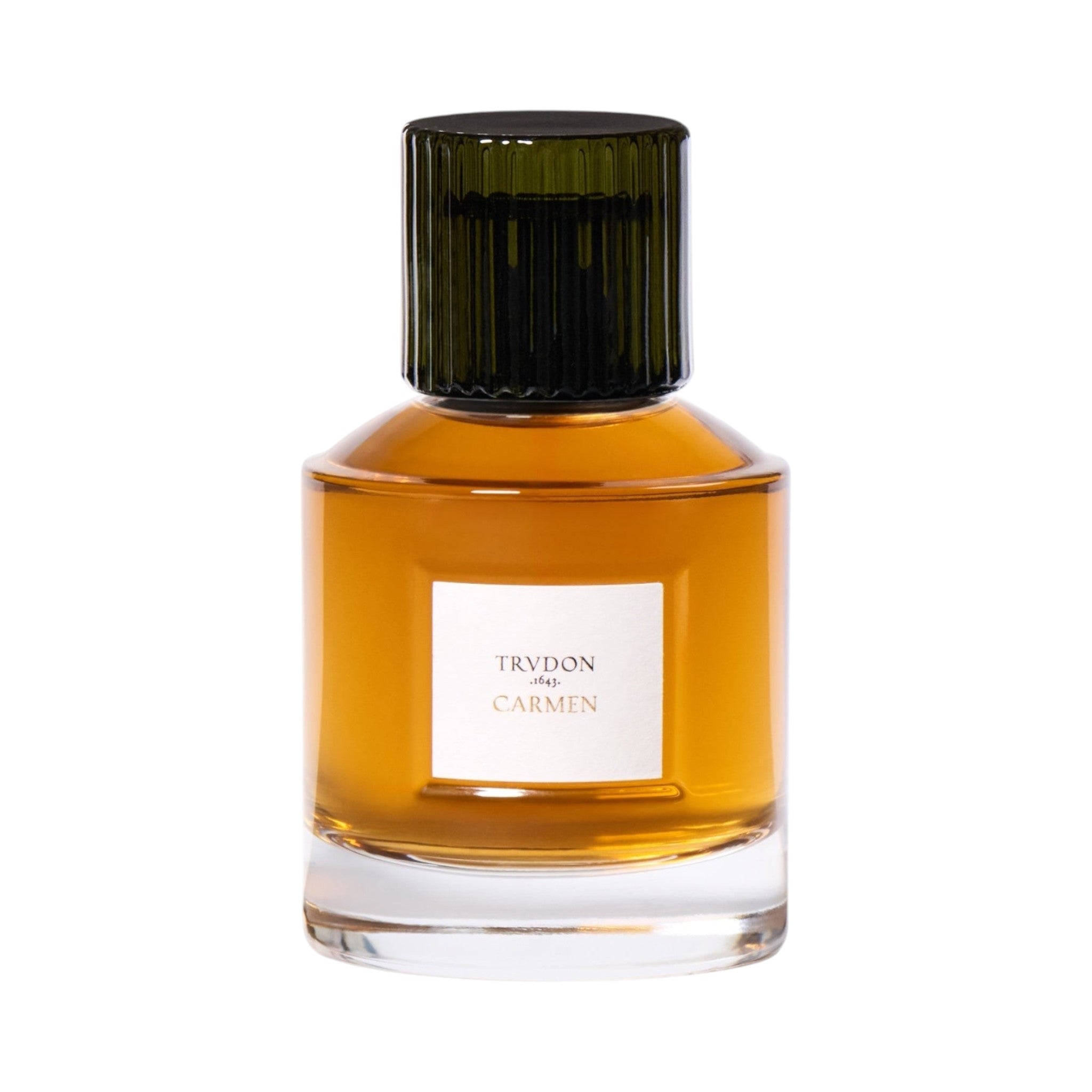 Trudon Carmen eau de parfum v 100 ml sklenenom flakóne s tmavozeleným rebrovaným uzáverom